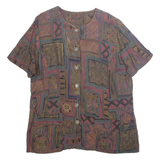 Womens Printed Blouse Brown Crazy Pattern XL