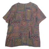 Womens Printed Blouse Brown Crazy Pattern XL