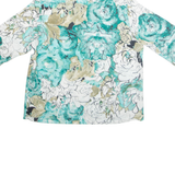 AZ MODELL Womens Printed Blouse Blue Collared Floral L