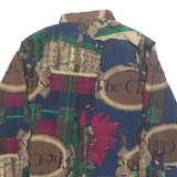 SHAPELY Womens Printed Blouse Blue Collared Long Sleeve Crazy Pattern L