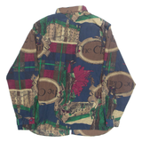 SHAPELY Womens Printed Blouse Blue Collared Long Sleeve Crazy Pattern L