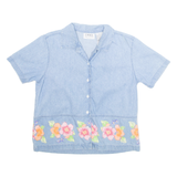 ERIKA COLLECTION Womens Printed Blouse Blue Collared Floral M