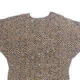ELLEN TRACY Womens Printed Top Brown Silk Crazy Pattern S