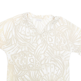 GIOVELLI Womens Printed Blouse Beige Collared Crazy Pattern M