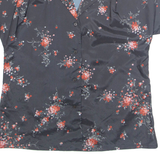 LIBERTY HOUSE Womens Printed Blouse Black Collared Floral M