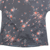 LIBERTY HOUSE Womens Printed Blouse Black Collared Floral M