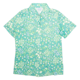 Womens Printed Blouse Green Collared Floral L