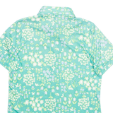 Womens Printed Blouse Green Collared Floral L