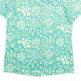 Womens Printed Blouse Green Collared Floral L