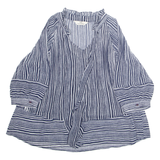 MAJIQUE WARDROBE Womens Blouse Blue Long Sleeve Striped M