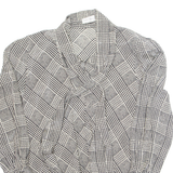 PETER HAHM Womens Printed Blouse White Long Sleeve Silk Crazy Pattern M