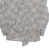 PETER HAHM Womens Printed Blouse White Long Sleeve Silk Crazy Pattern M