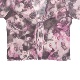 TAMAX Womens Printed Top Purple V-Neck Viscose Floral M
