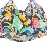 PROMOD Cropped Womens Camisole Top Black V-Neck Sleeveless Floral M