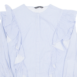 ZARA WOMEN Womens Printed Blouse Blue Long Sleeve Striped S