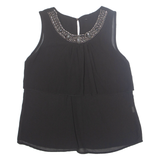 Womens Top Black Sleeveless Viscose M