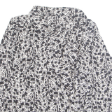 Womens Printed Blouse White Long Sleeve Crazy Pattern M
