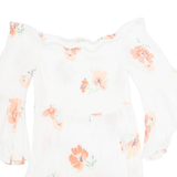 RIVER ISLAND Womens Printed Top White High Neck Long Sleeve Floral M