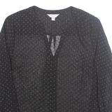 PRECIS Womens Printed Blouse Black V-Neck Long Sleeve Spotted S