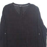 ESMARA Womens Blouse Black V-Neck Long Sleeve Viscose M