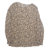 YESSICA Womens Printed Blouse Brown Long Sleeve Animal Print L