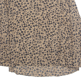 YESSICA Womens Printed Blouse Brown Long Sleeve Animal Print L