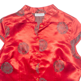 CLOCKHOUSE Womens Printed Shirt Red V-Neck Sleeveless Crazy Pattern M