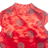 CLOCKHOUSE Womens Printed Shirt Red V-Neck Sleeveless Crazy Pattern M