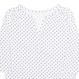 Womens Printed Blouse White V-Neck Long Sleeve Floral M