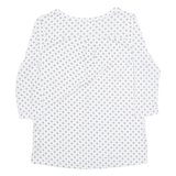 Womens Printed Blouse White V-Neck Long Sleeve Floral M