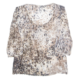 SUISSES COLLECTION Womens Printed Blouse Brown Long Sleeve Crazy Pattern M