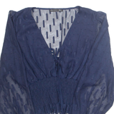 JJWM WOMAN Womens Blouse Blue V-Neck Long Sleeve M