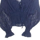 JJWM WOMAN Womens Blouse Blue V-Neck Long Sleeve M