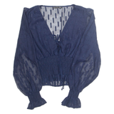 JJWM WOMAN Womens Blouse Blue V-Neck Long Sleeve M