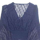 JJWM WOMAN Womens Blouse Blue V-Neck Long Sleeve M
