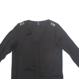 H&M Womens Blouse Black V-Neck Long Sleeve S