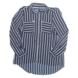 CHICOREE Womens Printed Blouse Blue Collared Long Sleeve Striped M