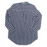 CHICOREE Womens Printed Blouse Blue Collared Long Sleeve Striped M