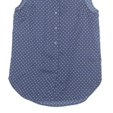 H&M Womens Printed Blouse Blue Collared Sleeveless Spotted XS
