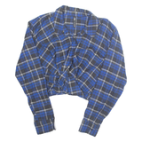 ZARA Womens Printed Blouse Blue Collared Long Sleeve Plaid L
