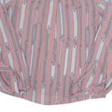 Womens Printed Blouse Pink V-Neck Long Sleeve Crazy Pattern M