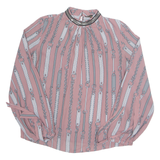 Womens Printed Blouse Pink V-Neck Long Sleeve Crazy Pattern M