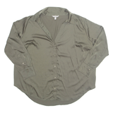 H&M Womens Blouse Green V-Neck Long Sleeve 2XL