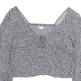 H&M Womens Printed Blouse Black V-Neck Long Sleeve Floral M