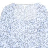 H&M Womens Printed Blouse Blue Long Sleeve Viscose Floral M