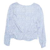 H&M Womens Printed Blouse Blue Long Sleeve Viscose Floral M