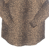 H&M Womens Printed Blouse Brown Long Sleeve Animal Print S