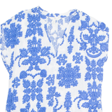 H&M Womens Printed Blouse Blue V-Neck Sleeveless Crazy Pattern S