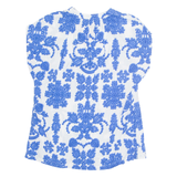 H&M Womens Printed Blouse Blue V-Neck Sleeveless Crazy Pattern S