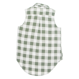 CHICOREE Womens Printed Shirt Green Collared Sleeveless Check M